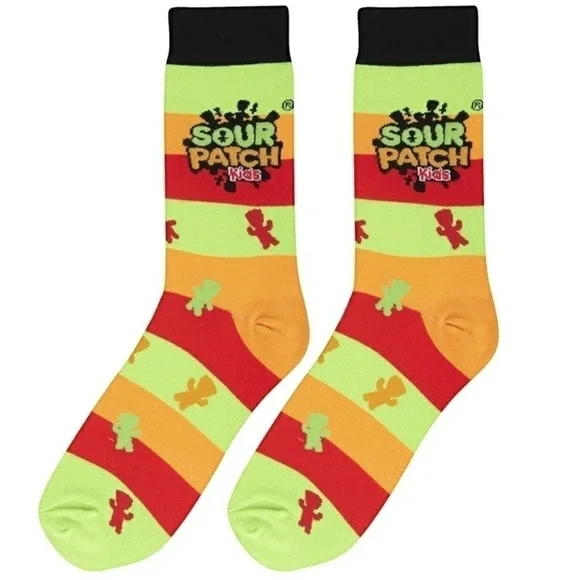 4/$25 Sour Patch Kids Crazy Socks New Unisex Novelty Crew Socks - Picture 4 of 6